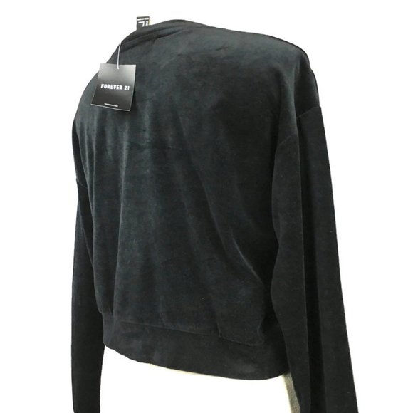 Black Stretch Velvet Sweater/Top. - Picture 2 of 4